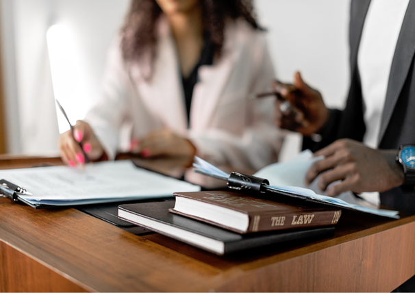 Lawyer reviewing documents